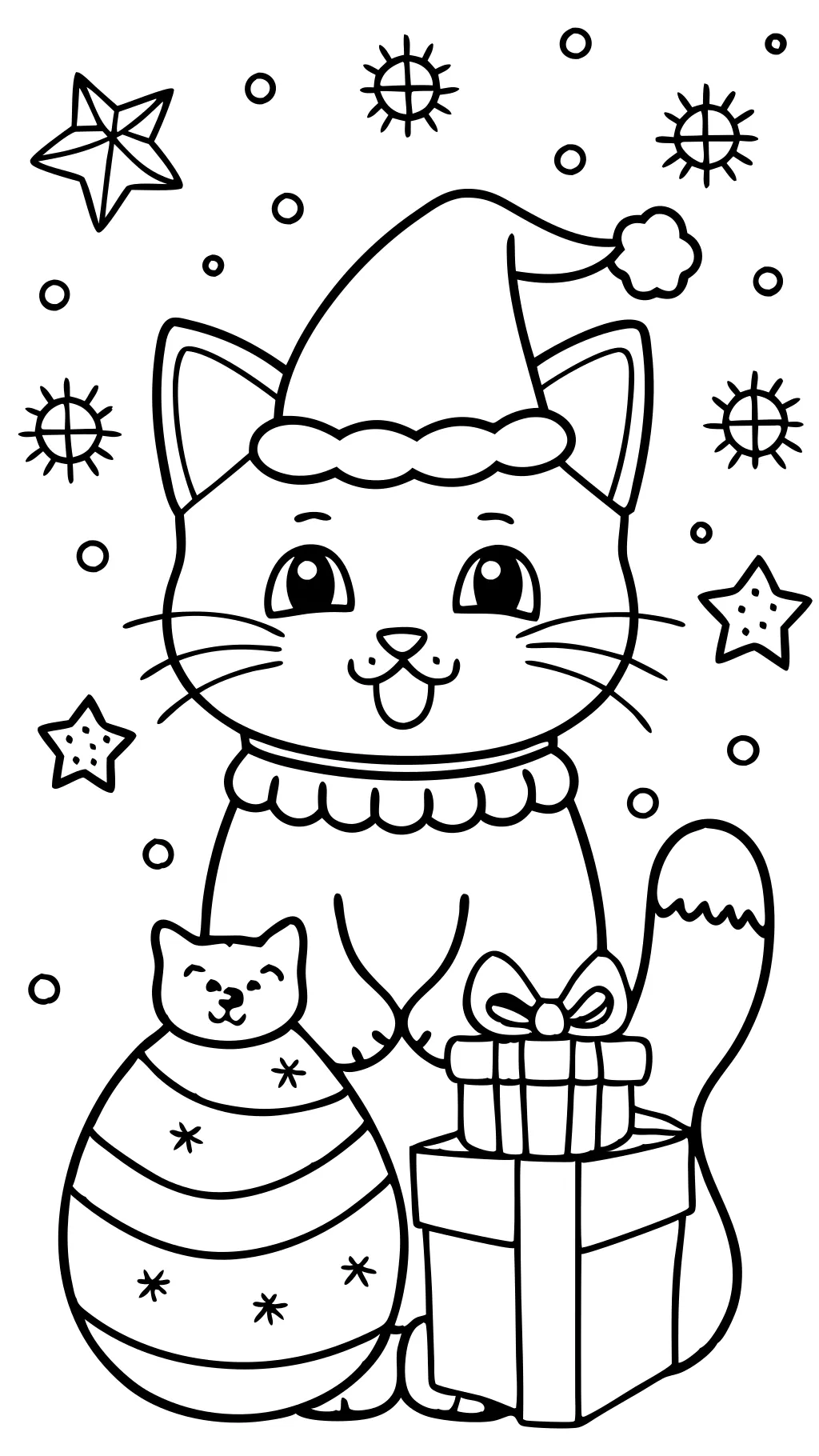 coloriages de Noël avec des chats